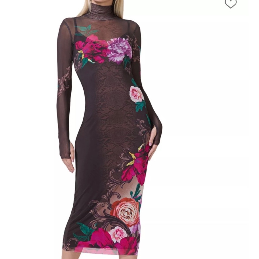 AFRM Turtleneck Long Sleeved Mesh Dress Size Small